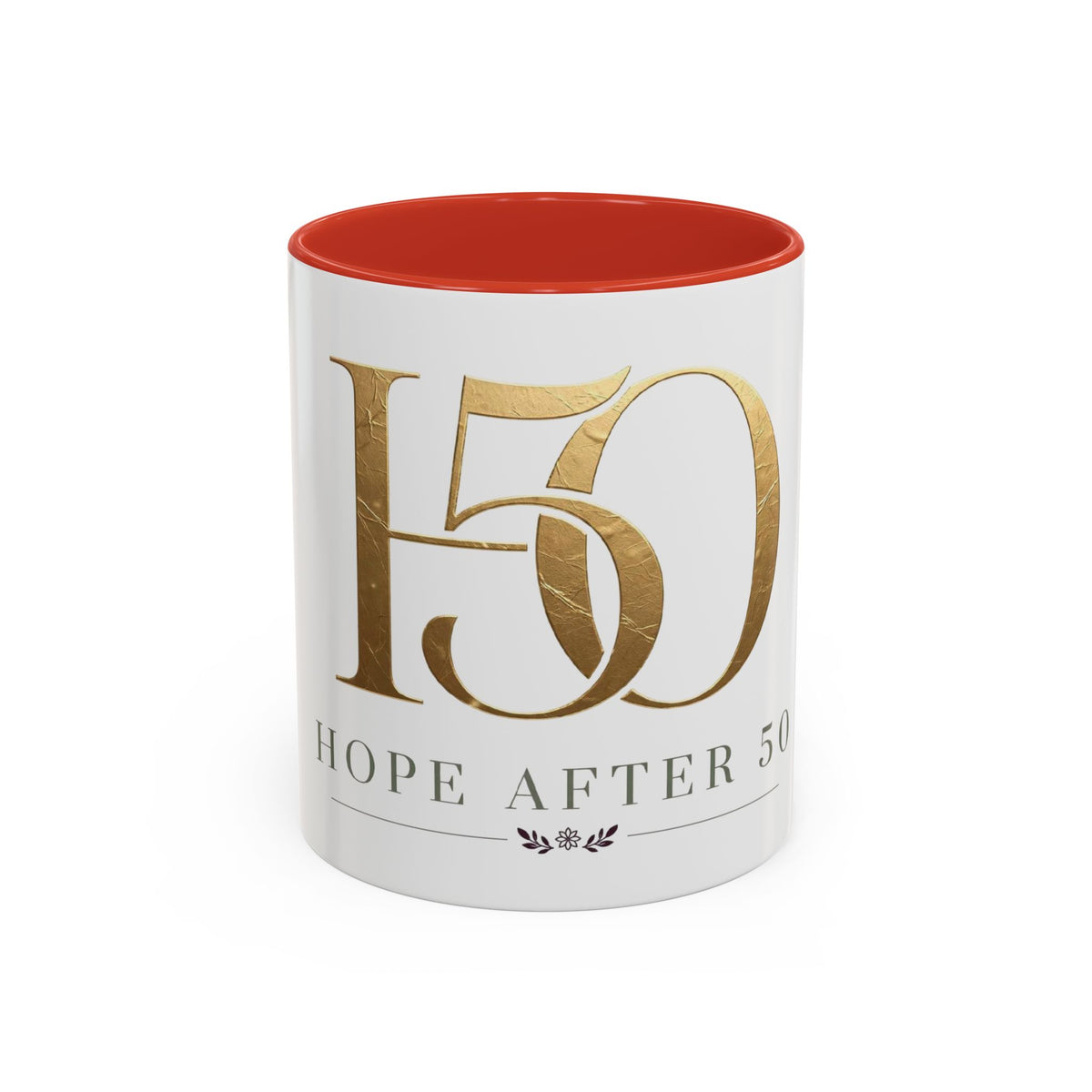 Hope After 50 Gold Accent Coffee Mug — 11/15oz Celebration Gift-Mug-Hope After 50-Size:11oz-Color:Red-Printify