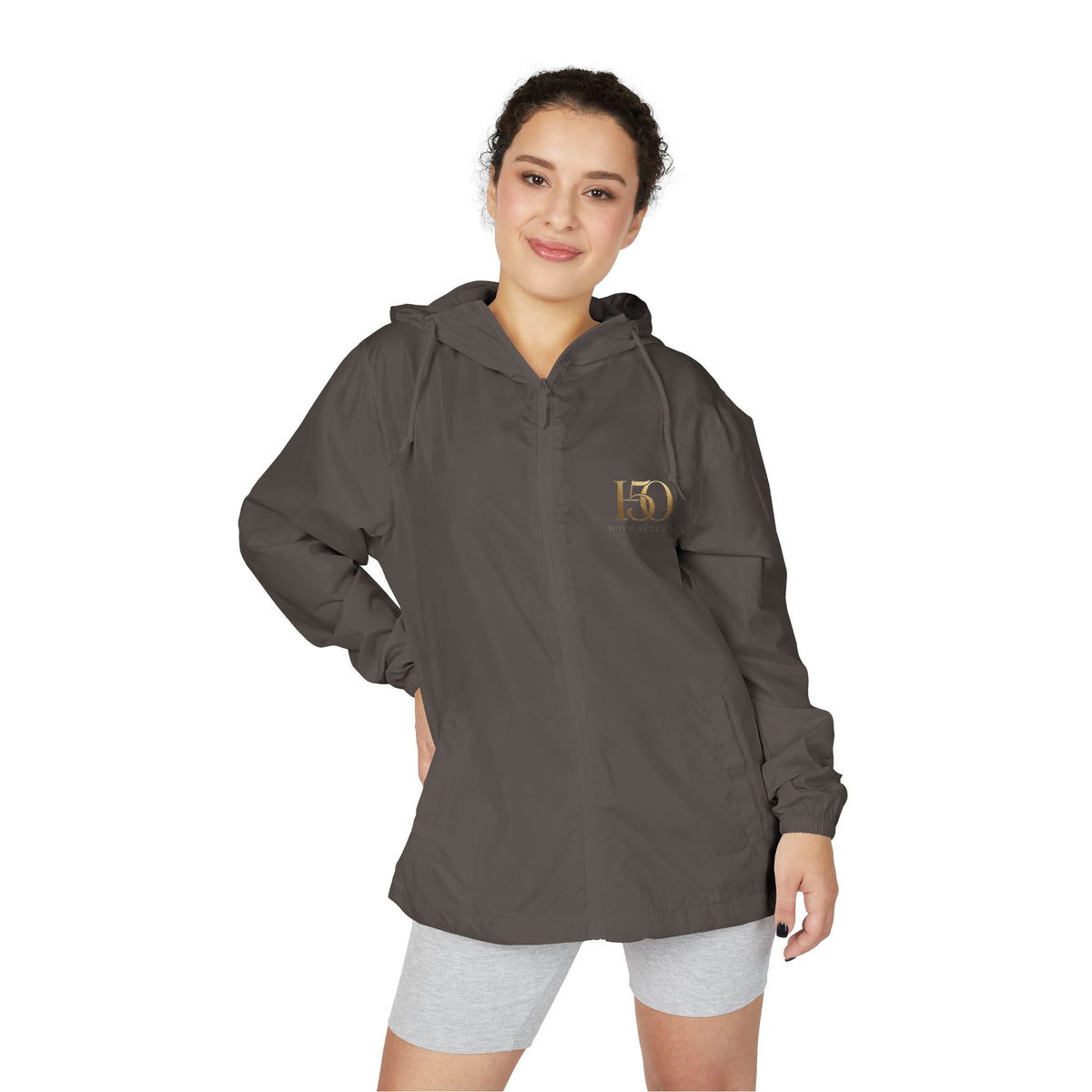 White Camo Windbreaker Jacket — Minimal Gold 'H5O' Chest Logo