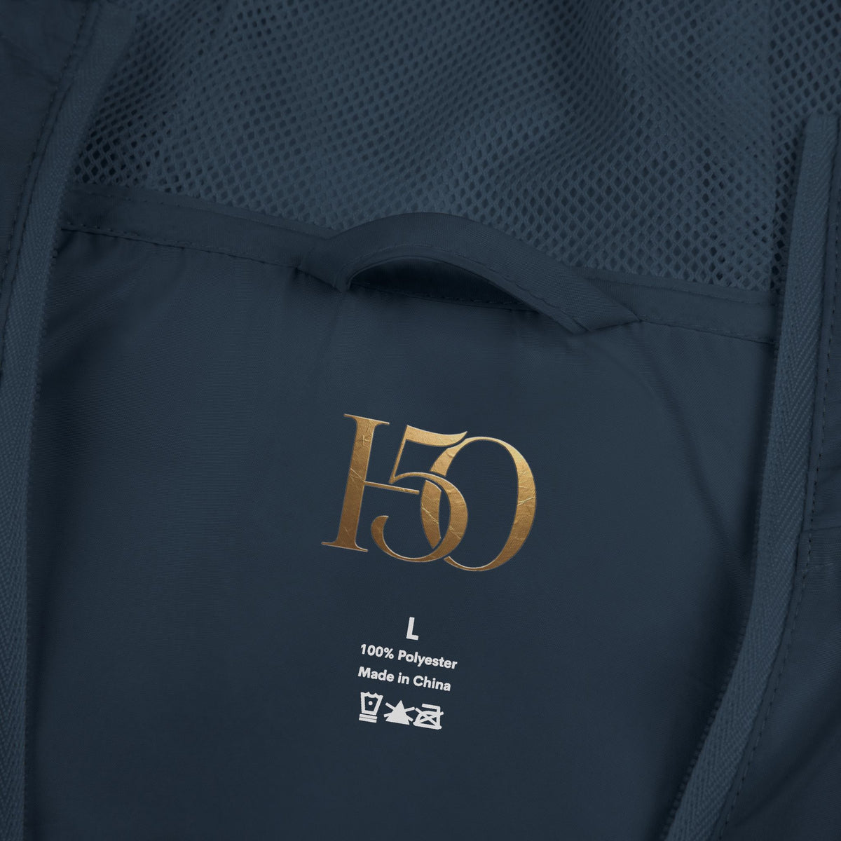 White Camo Windbreaker Jacket — Minimal Gold 'H5O' Chest Logo-Outerwear-Hope After 50-Size:3XL-Color:Classic Navy-Printify