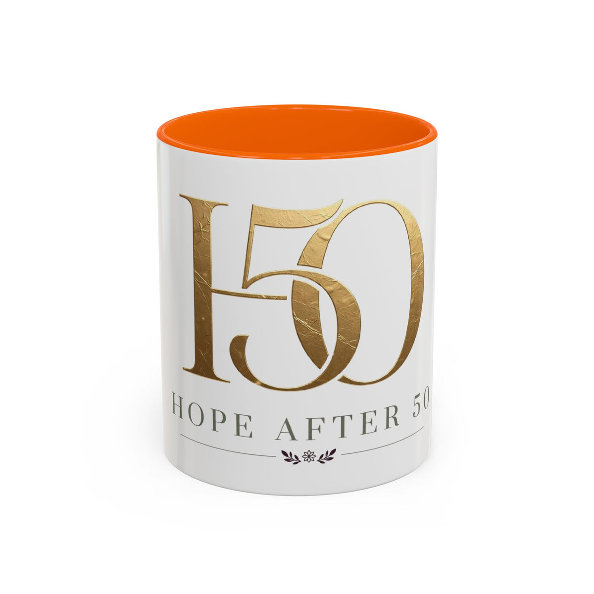 Hope After 50 Gold Accent Coffee Mug — 11/15oz Celebration Gift-Mug-Hope After 50-Size:11oz-Color:Orange-Printify