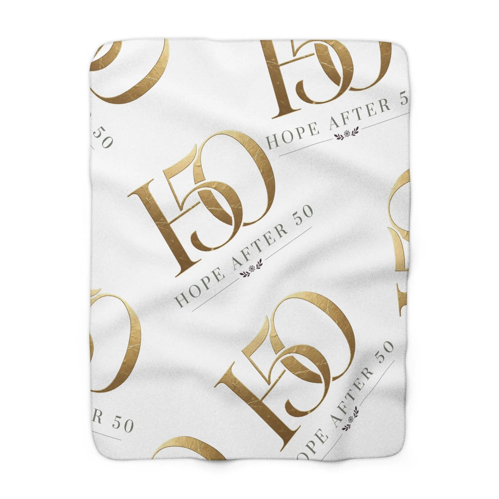 Sherpa Blanket - 'Hope After 50' Gold Throw-Home Decor-Hope After 50-Printify