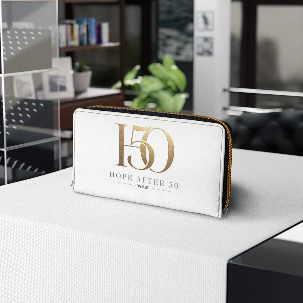 Zipper Wallet — "Hope After 50" Gold Accent Wallet