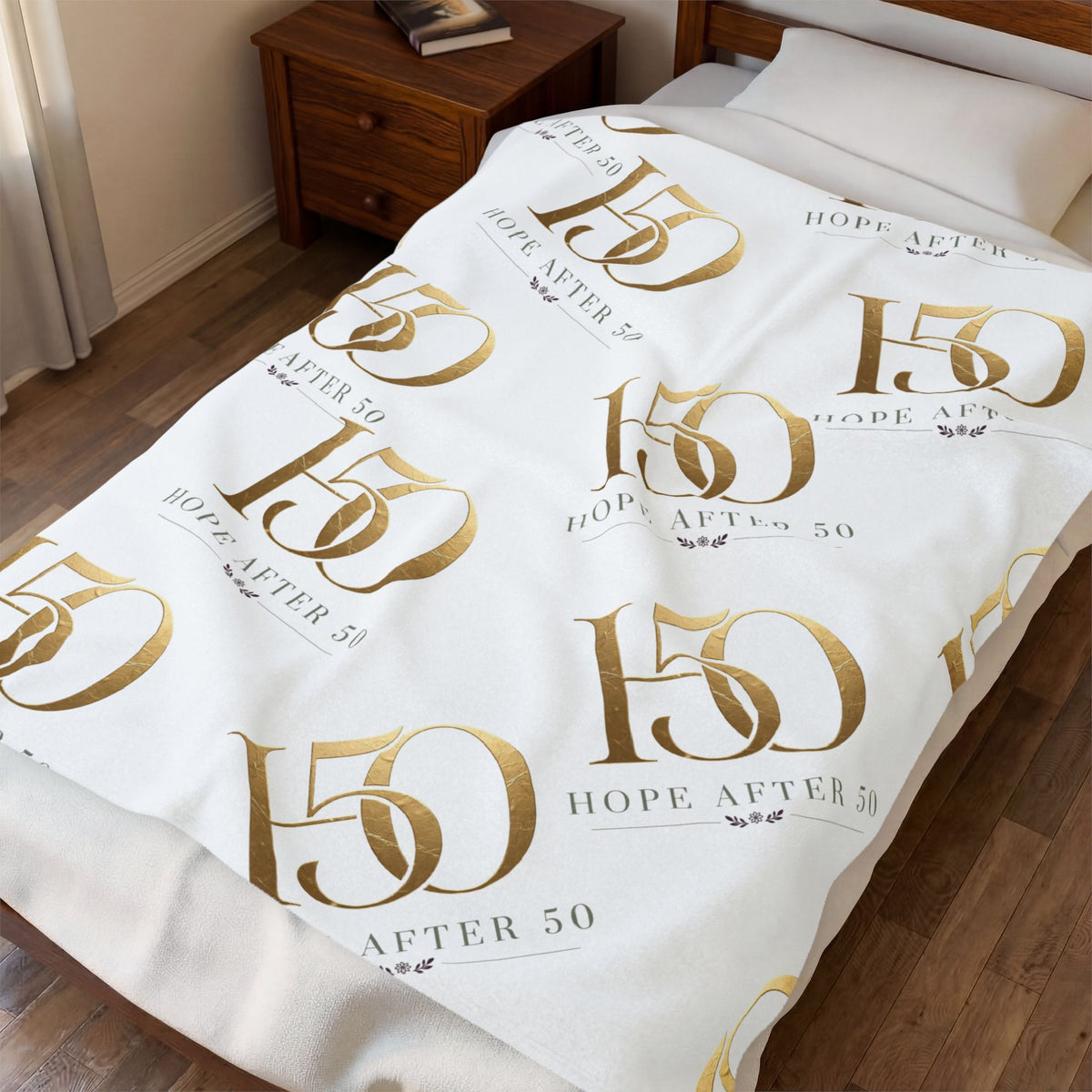 50th Velveteen Plush Blanket – 'Hope After 50' Gold Foil Design-All Over Prints-Hope After 50-Printify