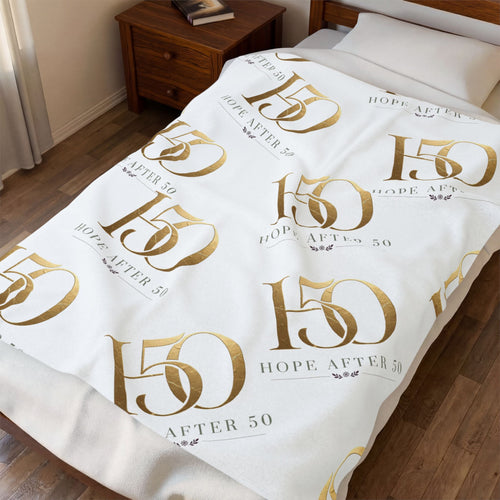 50th Velveteen Plush Blanket – 'Hope After 50' Gold Foil Design-All Over Prints-Hope After 50-Printify
