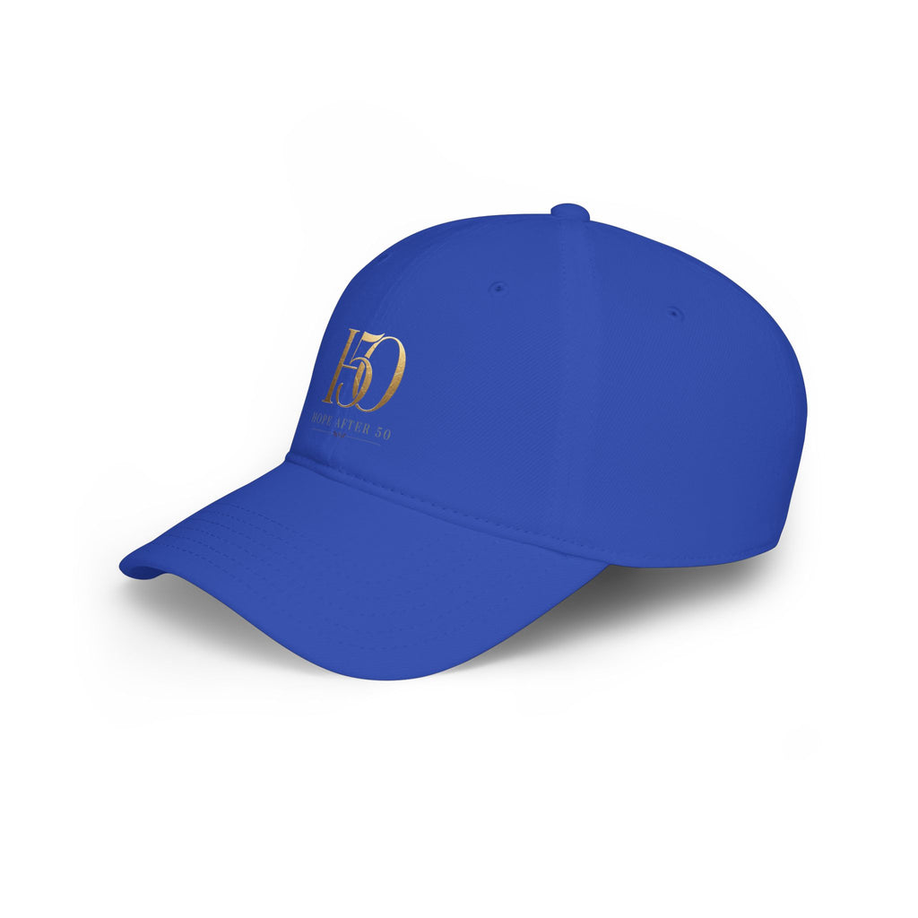 Low Profile Baseball Cap - Hope After 50 Gold Embroidered  Hat-Hats-Hope After 50-Printify
