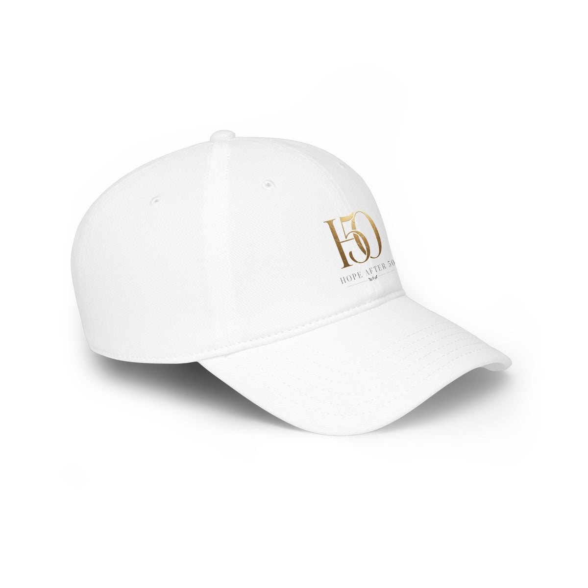 Low Profile Baseball Cap - Hope After 50 Gold Embroidered  Hat-Hats-Hope After 50-Printify