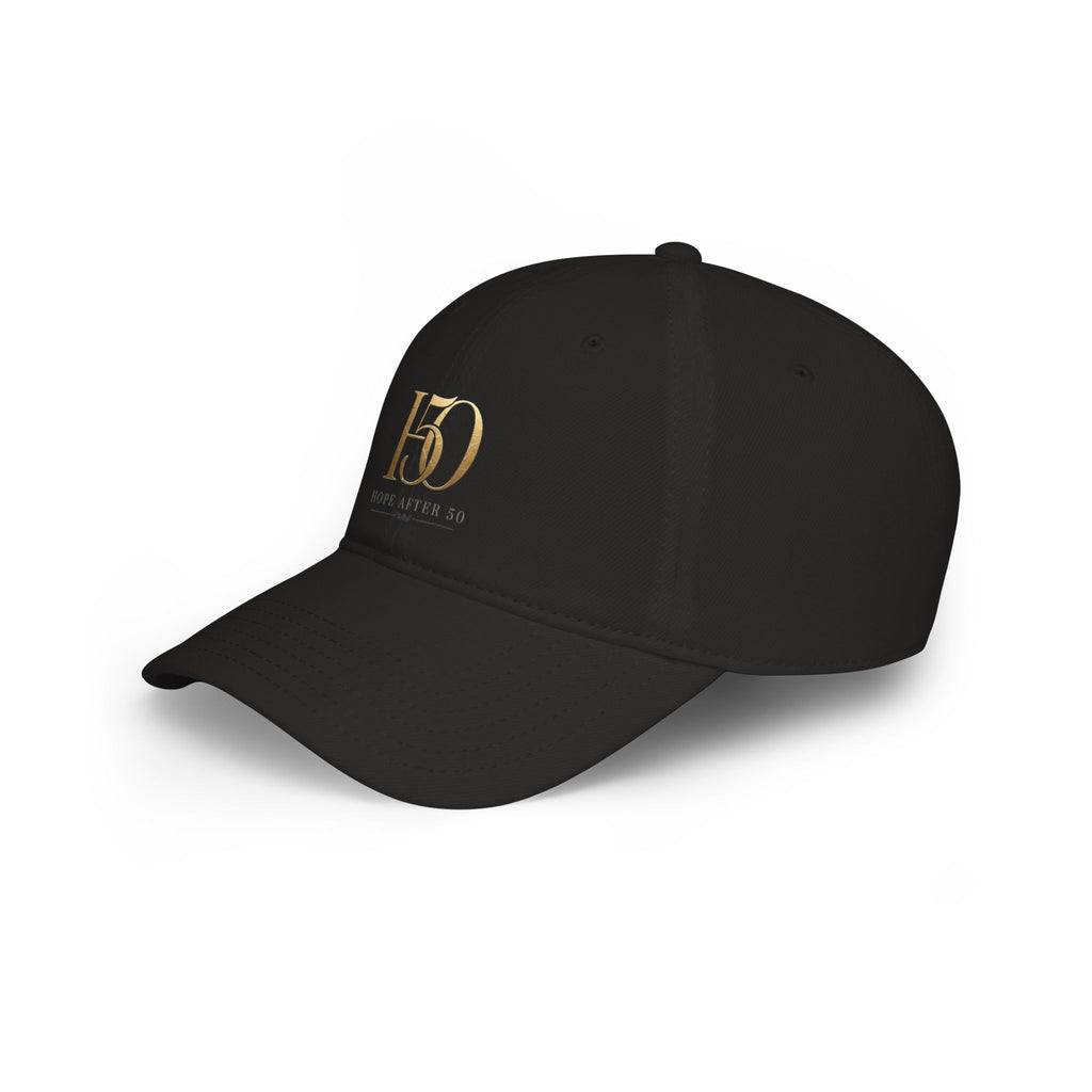 Low Profile Baseball Cap - Hope After 50 Gold Embroidered  Hat-Hats-Hope After 50-Printify