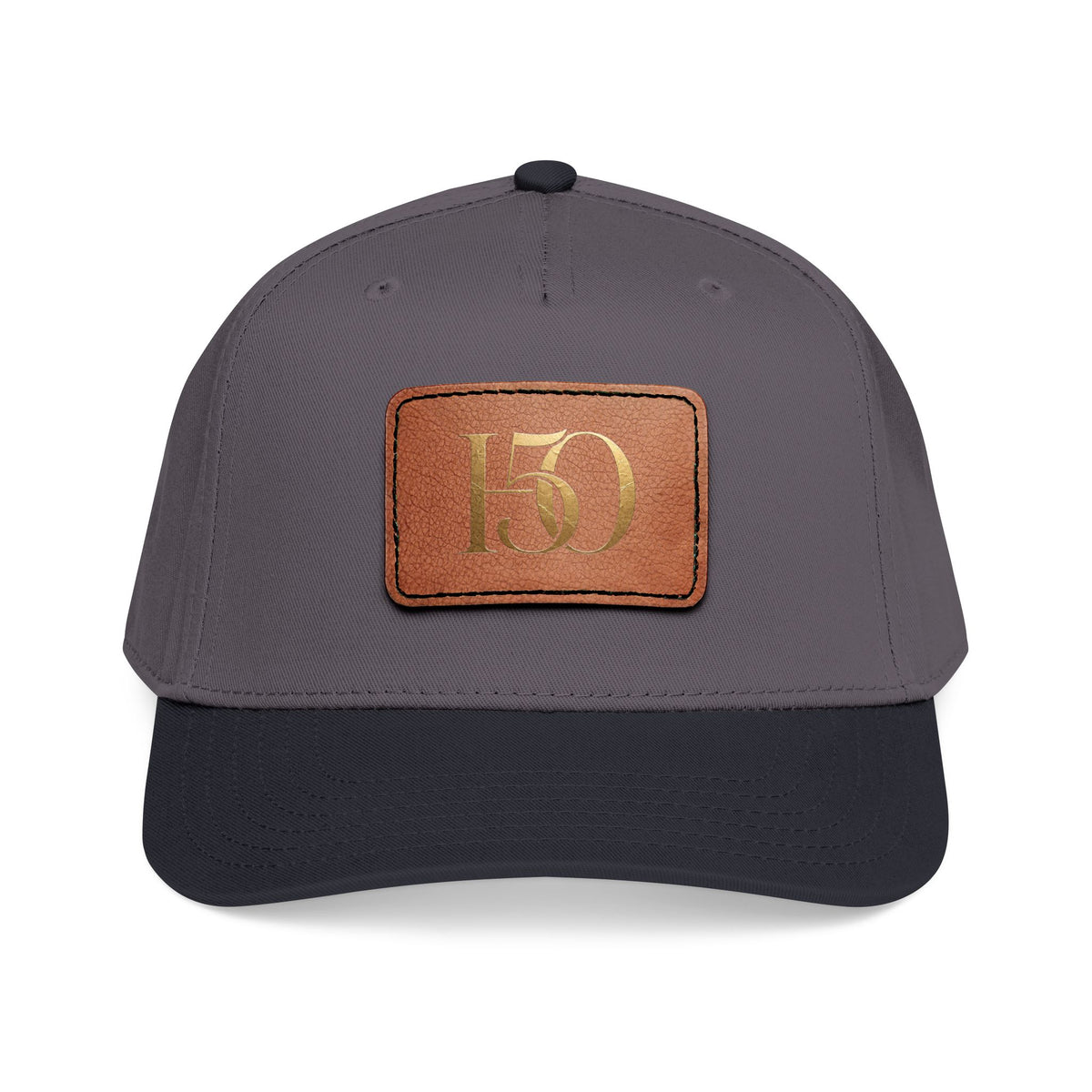Leather Patch Baseball Cap — Gold '150' Monogram-Hats-Hope After 50-Printify