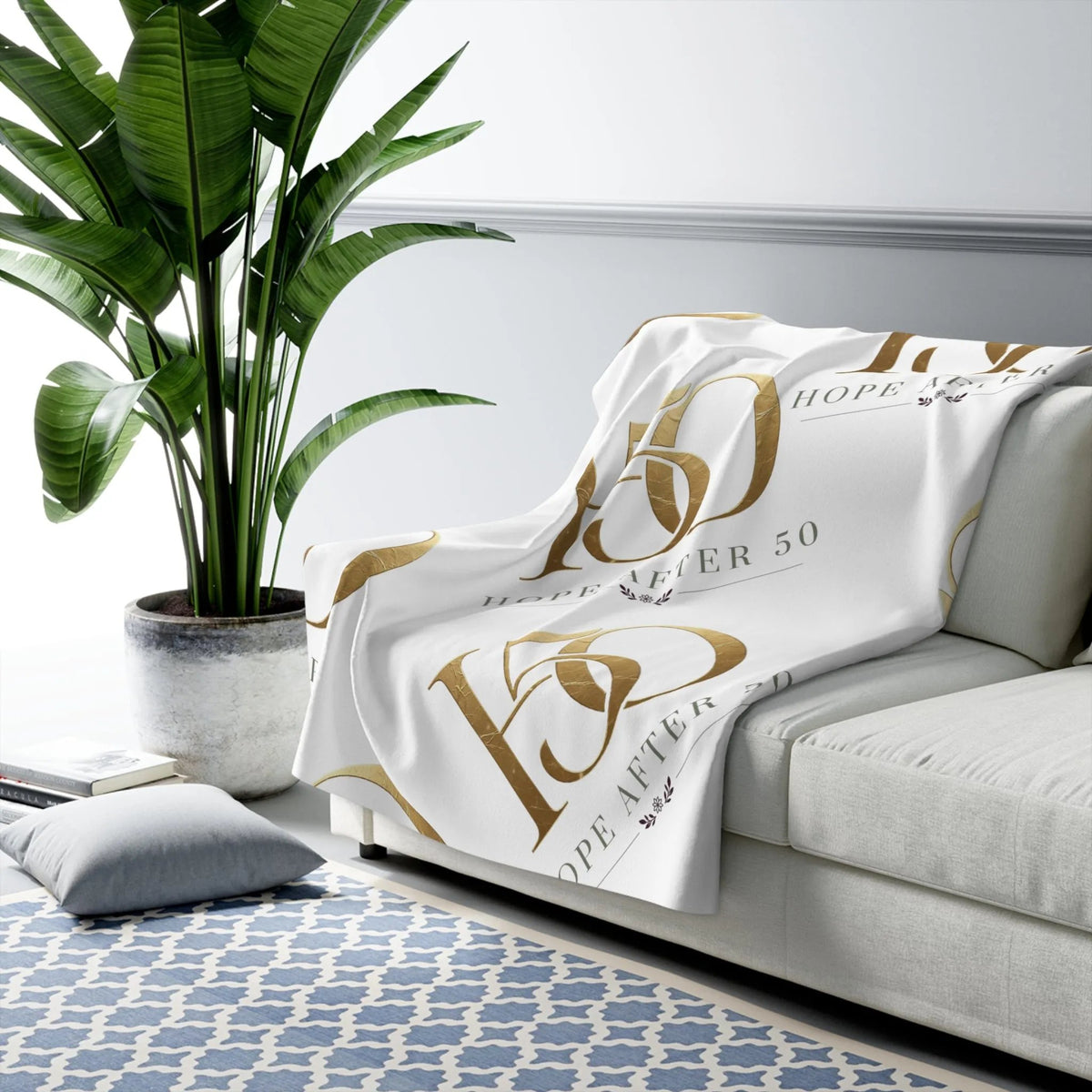 Sherpa Blanket - 'Hope After 50' Gold Throw-Home Decor-Hope After 50-Printify