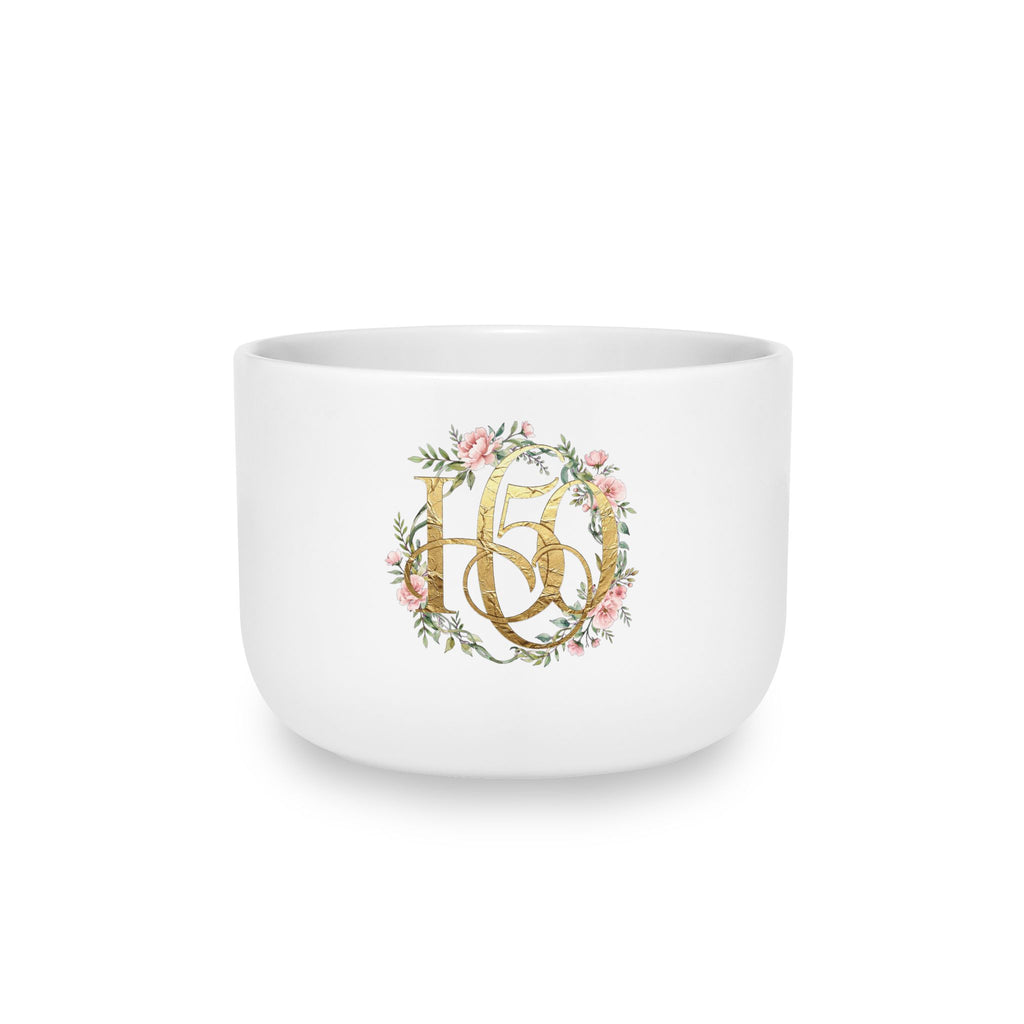 Ceramic Latte Mug — Gold Floral Mug