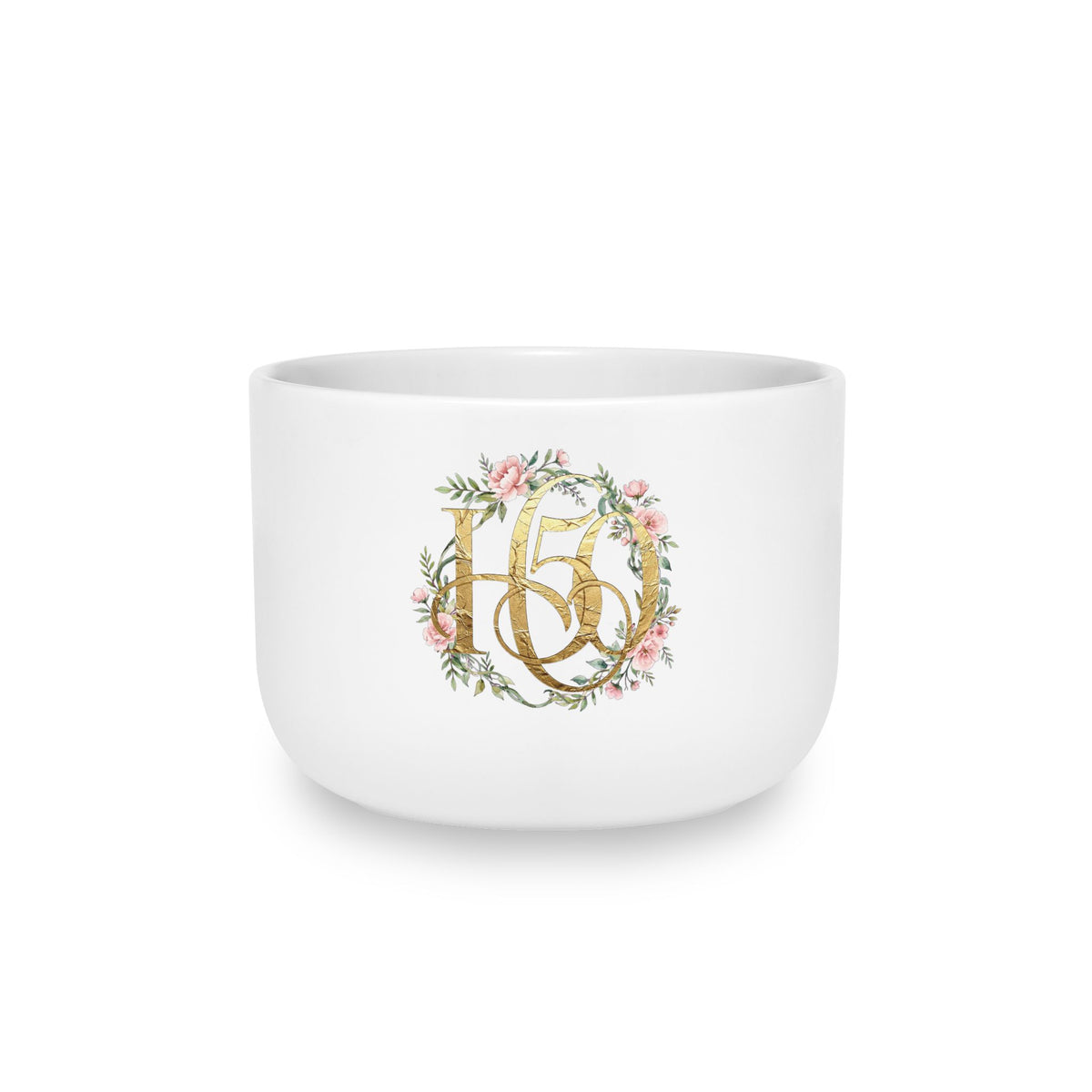 Ceramic Latte Mug — Gold Floral Mug