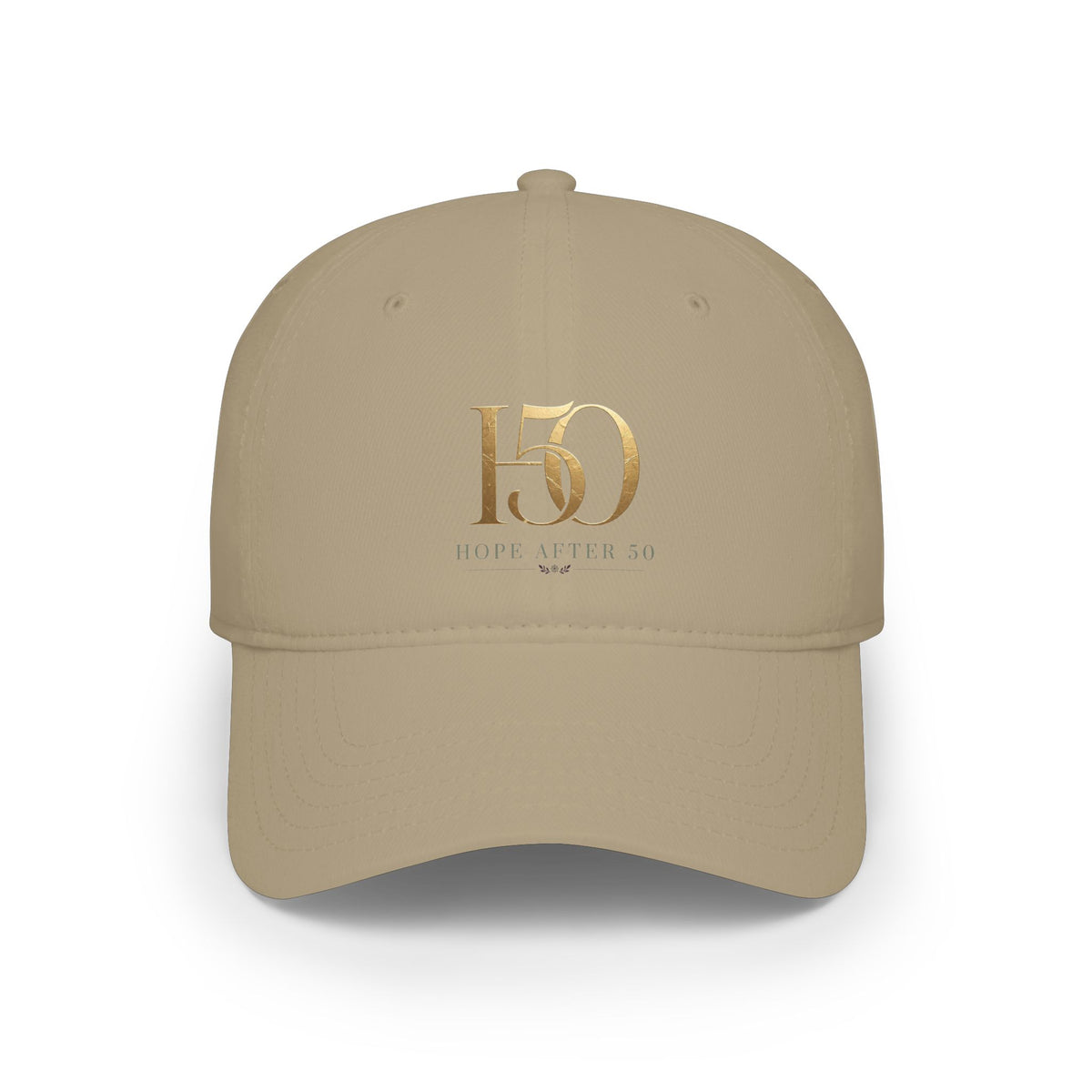 Low Profile Baseball Cap - Hope After 50 Gold Embroidered  Hat-Hats-Hope After 50-Size:One size-Color:Khaki-Printify