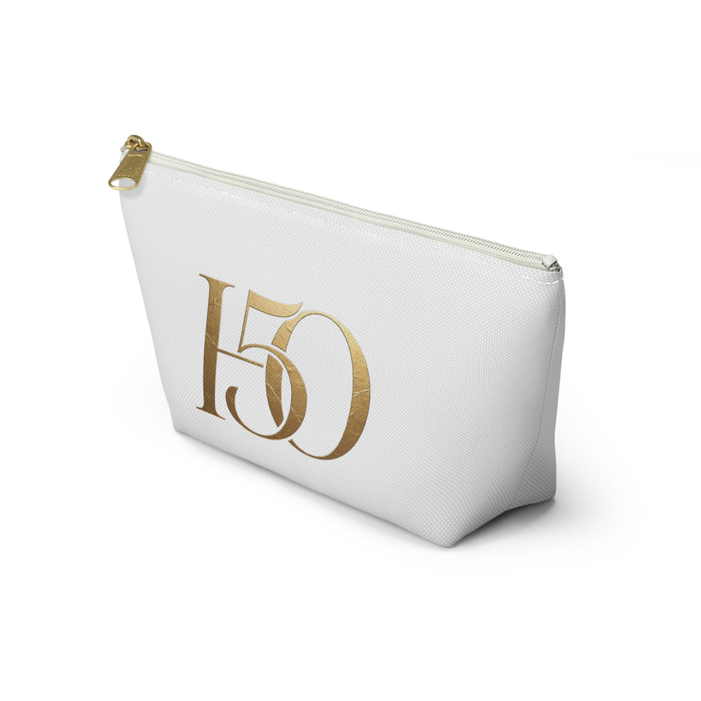 Golden  Accessory Pouch — "Hope After 50" T‑Bottom Makeup Bag
