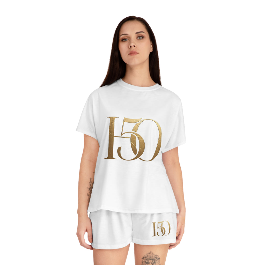 Hope After 50 Women's Short Pajama Set — Gold '50' Lounge Sleepwear-All Over Prints-Hope After 50-Size:2XL-Color:White-Printify
