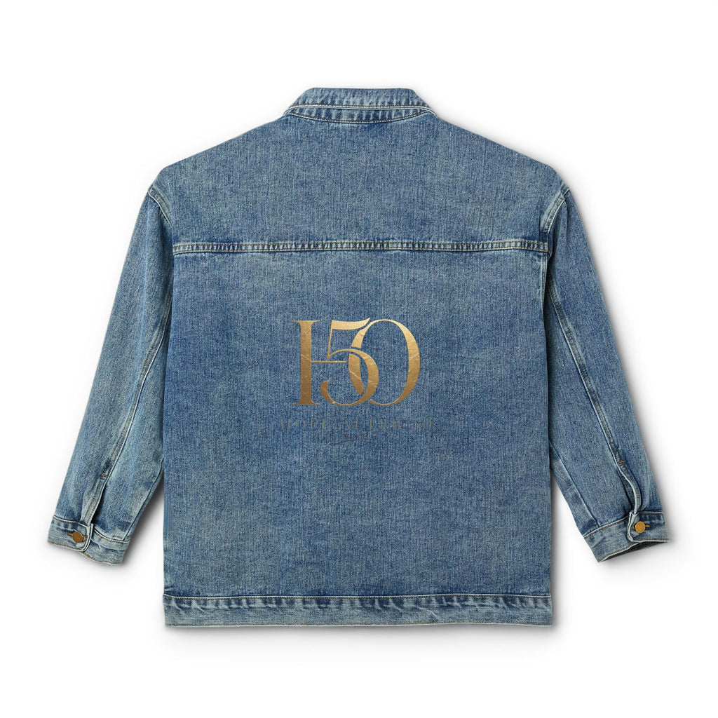 Women's Denim Jacket with Gold 'H50' Back Print — Vintage-Inspired Casual Jacket