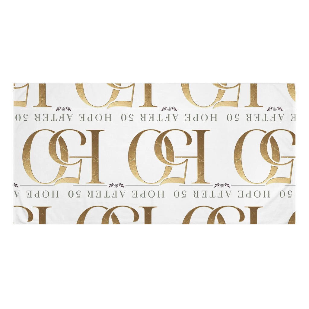 After 50 Hope Beach Towel — Gold Monogram Cotton Bath & Beach Towel