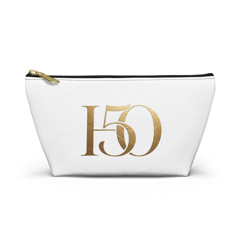 Golden  Accessory Pouch — "Hope After 50" T‑Bottom Makeup Bag
