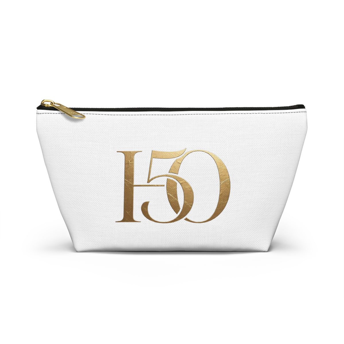 Golden  Accessory Pouch — "Hope After 50" T‑Bottom Makeup Bag