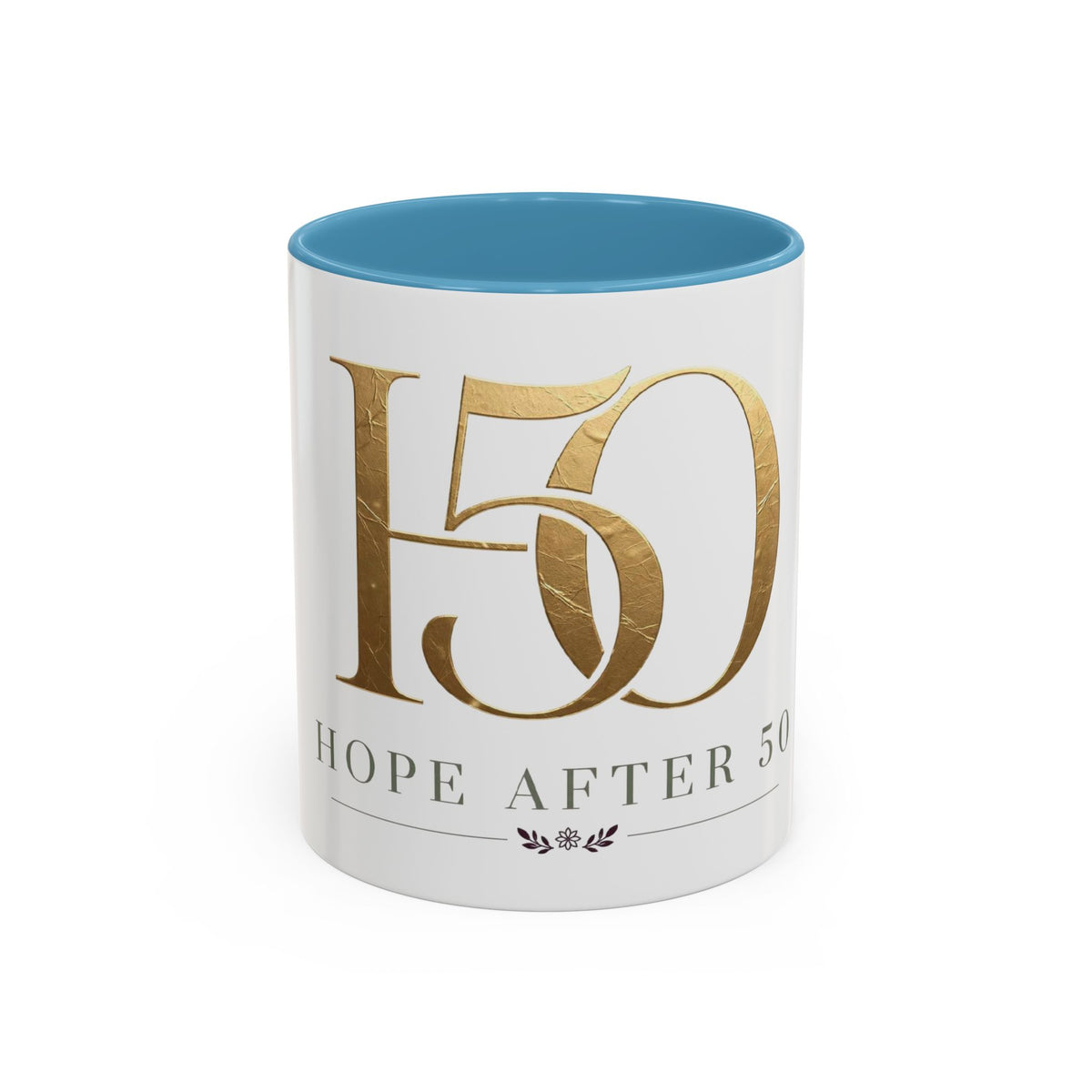 Hope After 50 Gold Accent Coffee Mug — 11/15oz Celebration Gift-Mug-Hope After 50-Size:11oz-Color:Light Blue-Printify