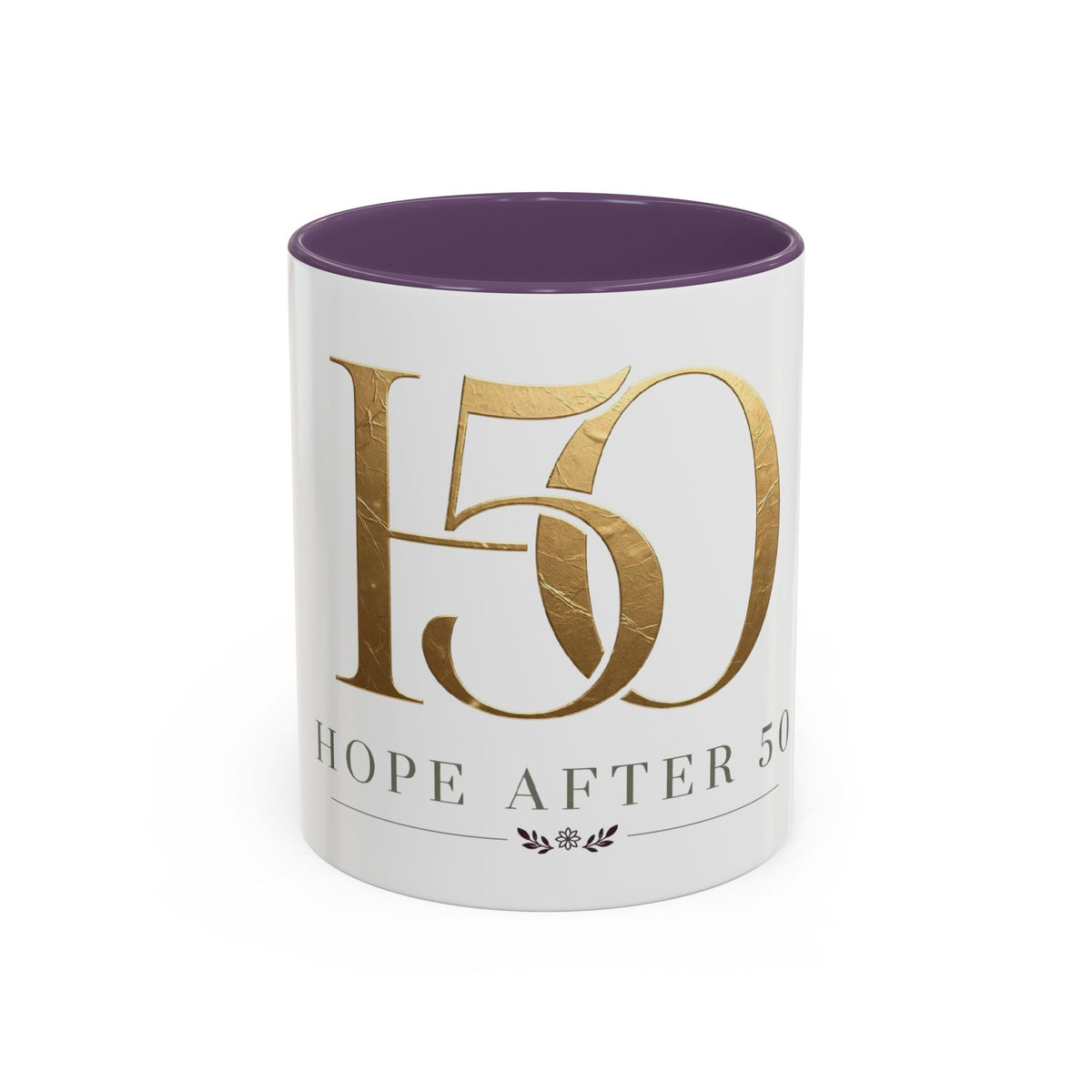Hope After 50 Gold Accent Coffee Mug — 11/15oz Celebration Gift-Mug-Hope After 50-Size:11oz-Color:Purple-Printify