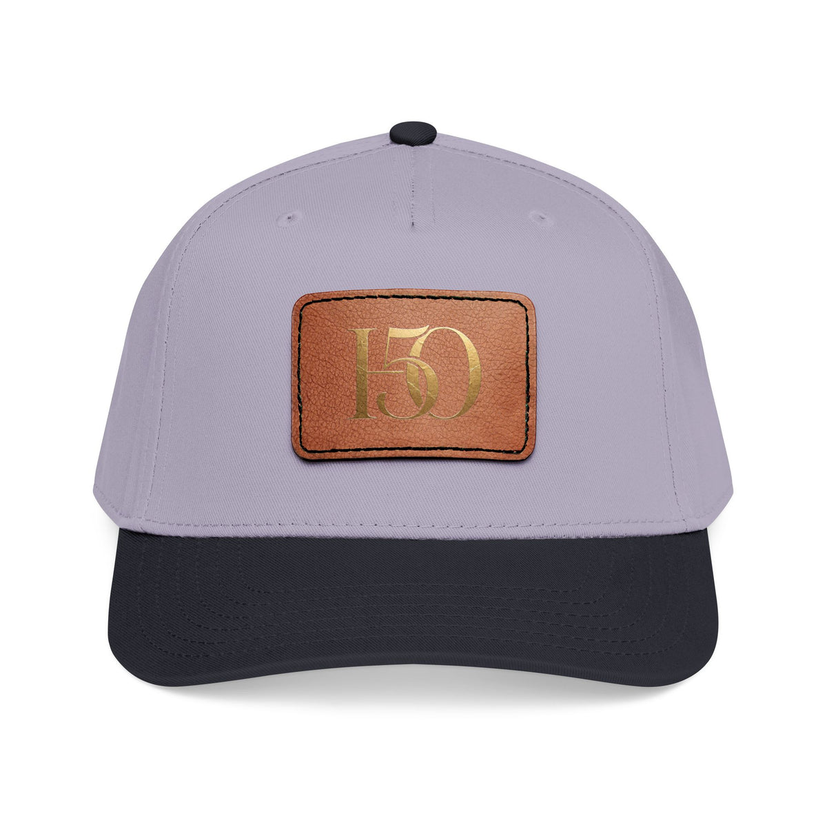 Leather Patch Baseball Cap — Gold '150' Monogram-Hats-Hope After 50-Size:One size-Color:Black / Grey / Light Brown patch-Shape:Rectangle-Printify