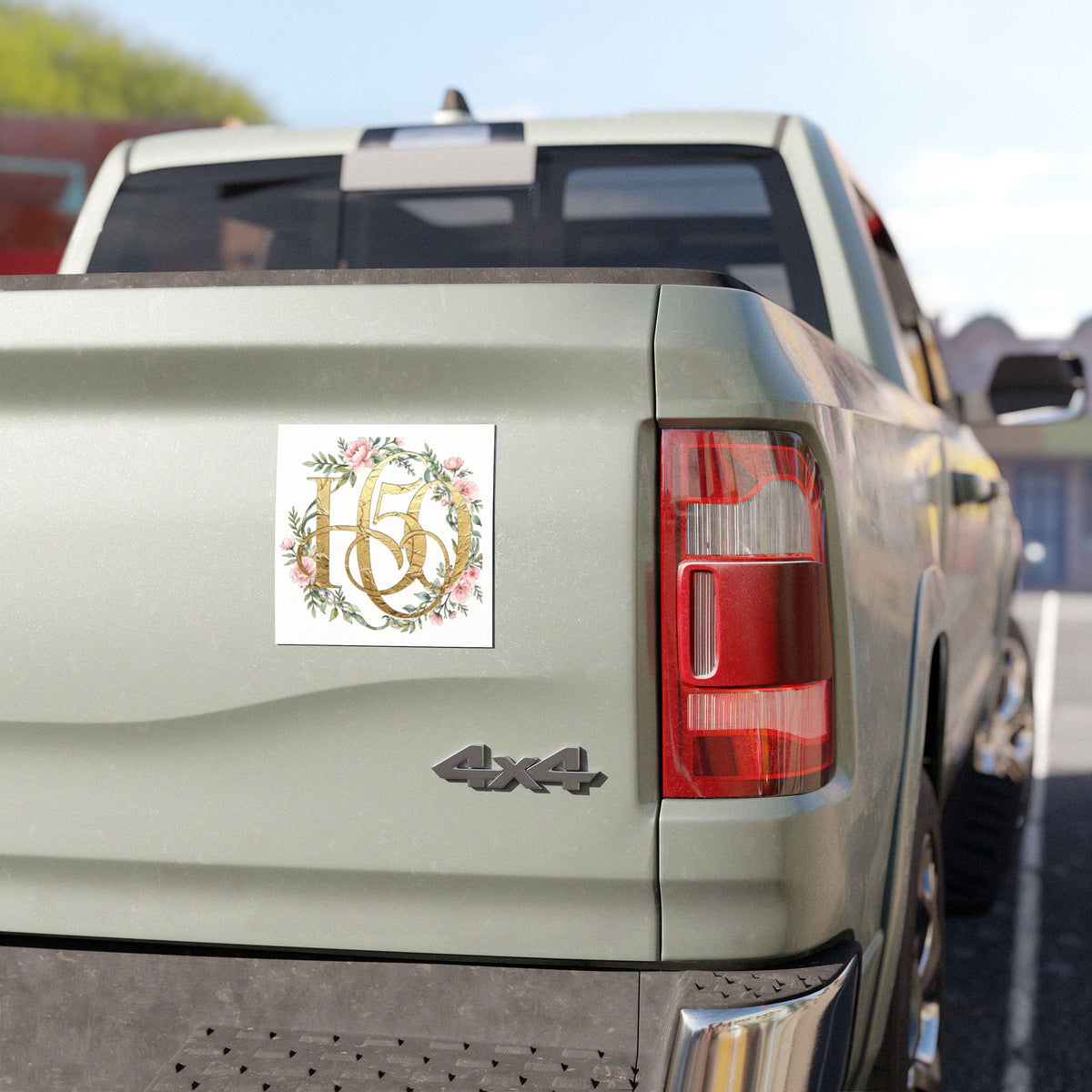 Car Magnet — Gold Floral "H50" Monogram Wreath