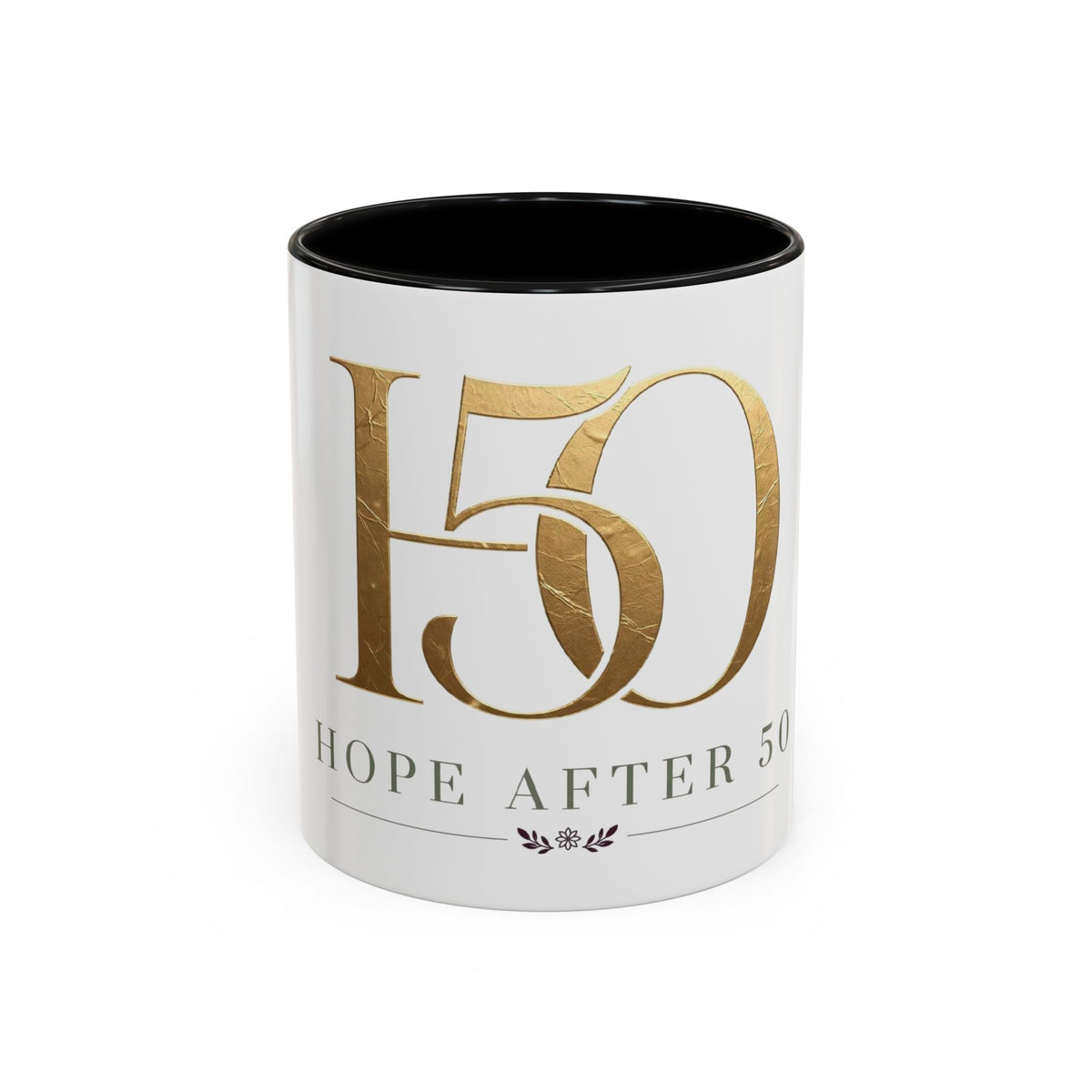 Hope After 50 Gold Accent Coffee Mug — 11/15oz Celebration Gift-Mug-Hope After 50-Size:11oz-Color:Black-Printify