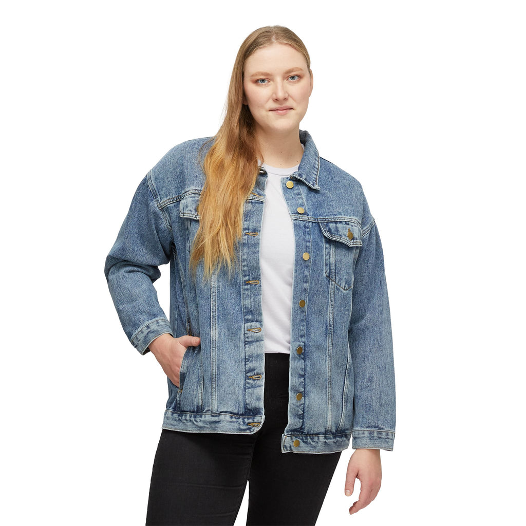 Women's Denim Jacket with Gold 'H50' Back Print — Vintage-Inspired Casual Jacket