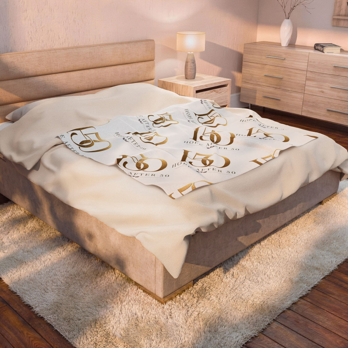 50th Velveteen Plush Blanket – 'Hope After 50' Gold Foil Design-All Over Prints-Hope After 50-Printify