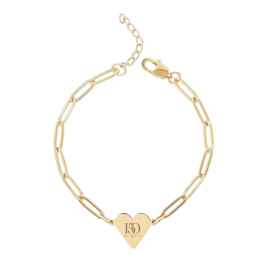 Engravable Paperclip Heart Bracelet – Personalized Heart Charm Chain (Gold or Silver)