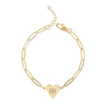 Engravable Paperclip Heart Bracelet – Personalized Heart Charm Chain (Gold or Silver)