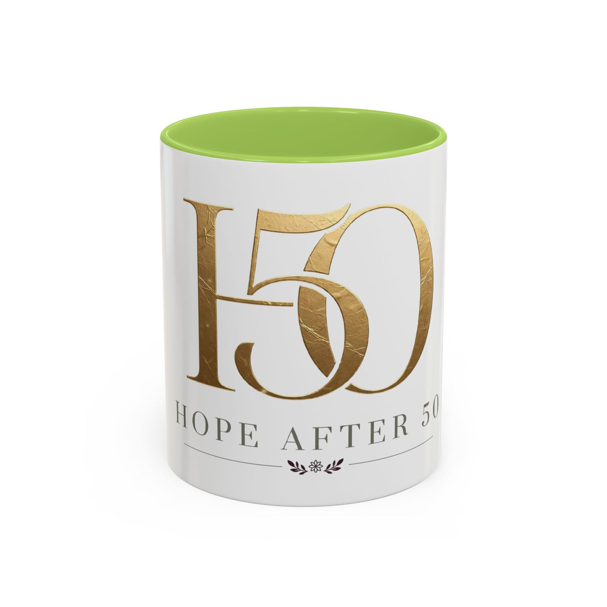 Hope After 50 Gold Accent Coffee Mug — 11/15oz Celebration Gift-Mug-Hope After 50-Size:11oz-Color:Light Green-Printify
