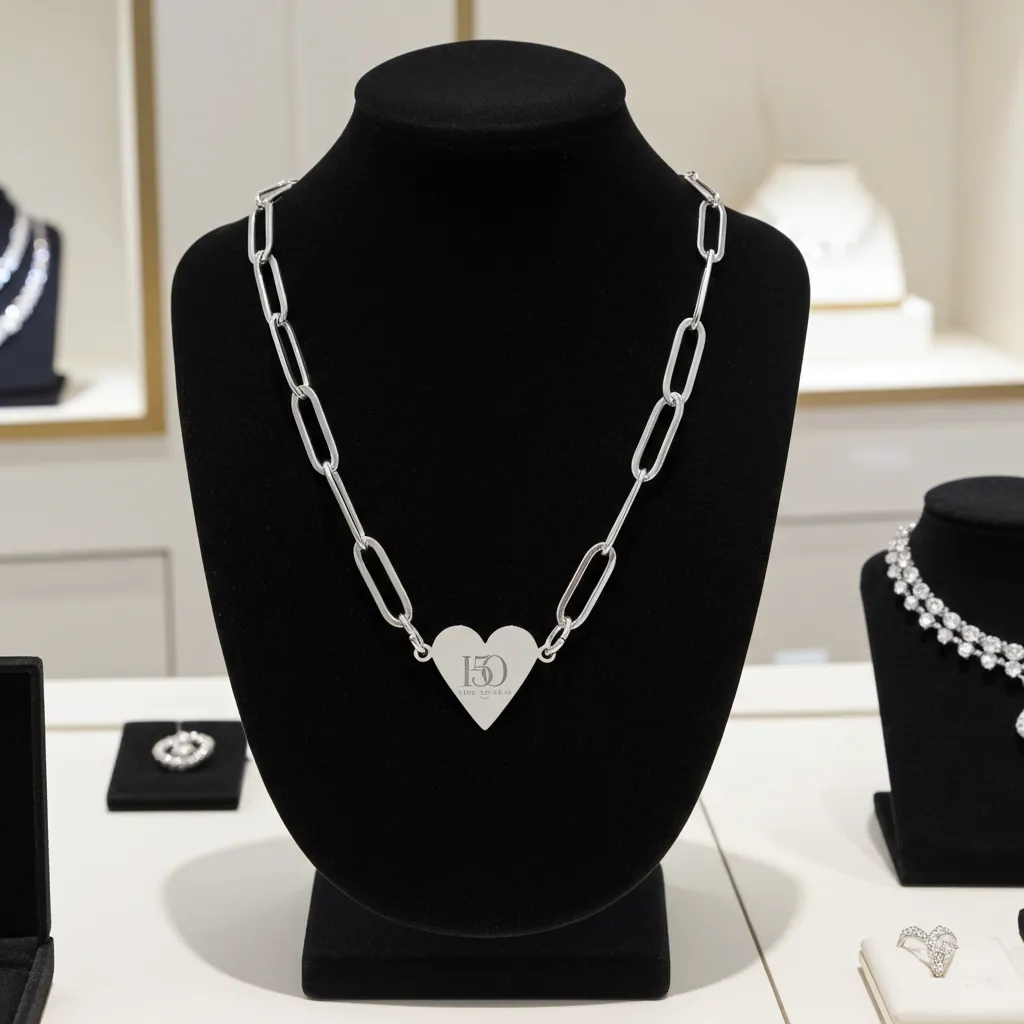 Engravable Paperclip Heart Necklace — Personalized Initial Monogram Pendant-Accessories-Hope After 50-Printify