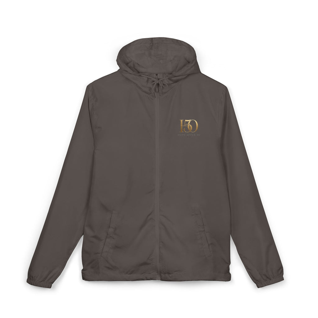 White Camo Windbreaker Jacket — Minimal Gold 'H5O' Chest Logo