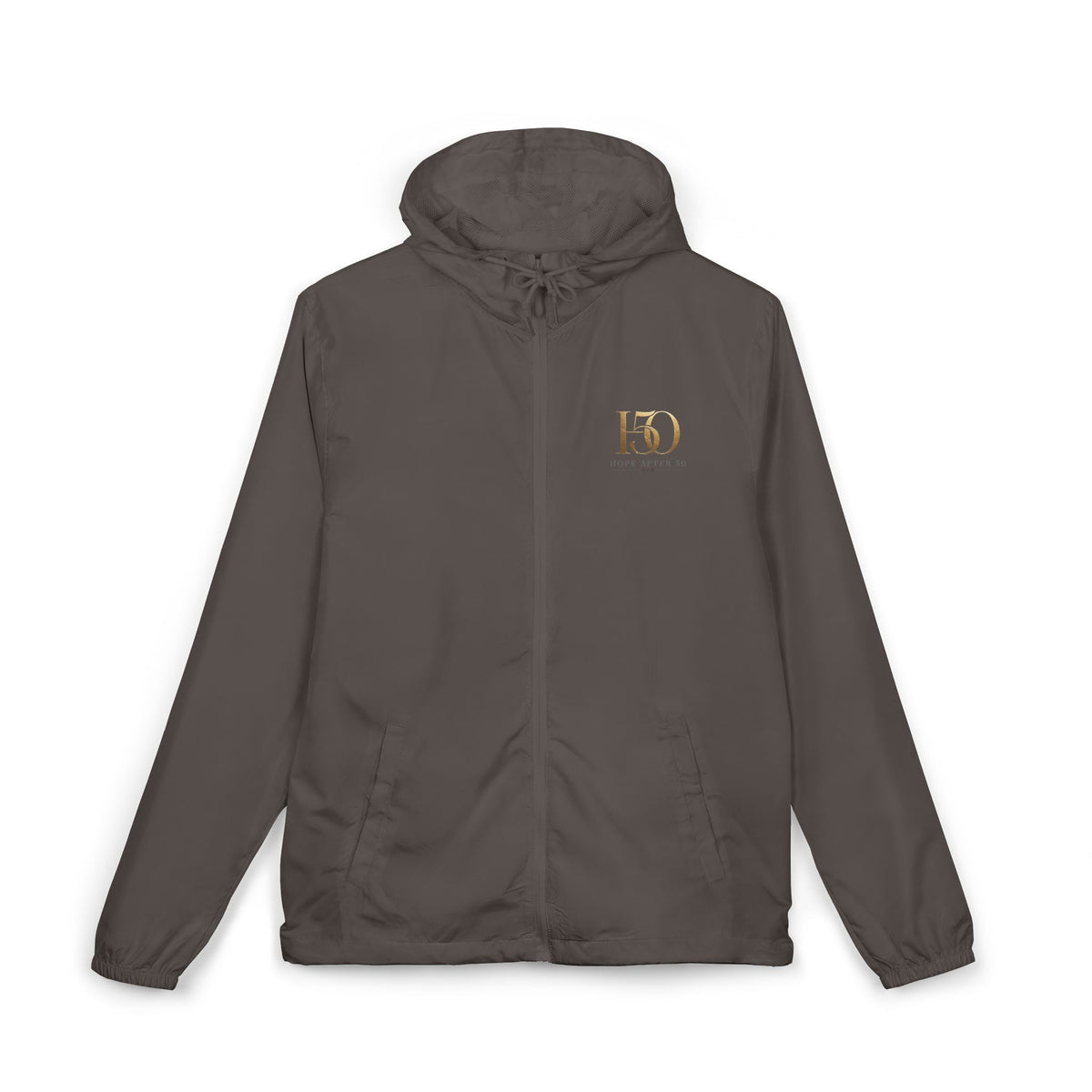 White Camo Windbreaker Jacket — Minimal Gold 'H5O' Chest Logo