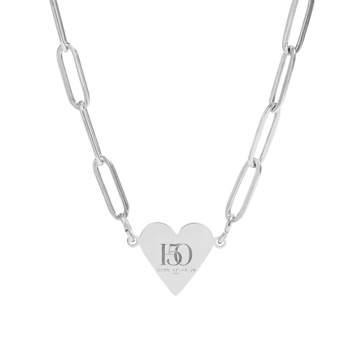 Engravable Paperclip Heart Necklace — Personalized Initial Monogram Pendant-Accessories-Hope After 50-Printify