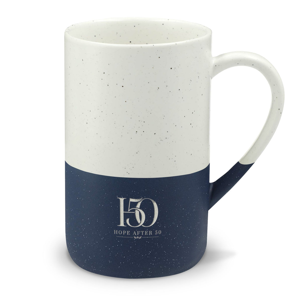 Speckled Two-Tone Ceramic Mug — 13oz Engraved "Hope After 50"