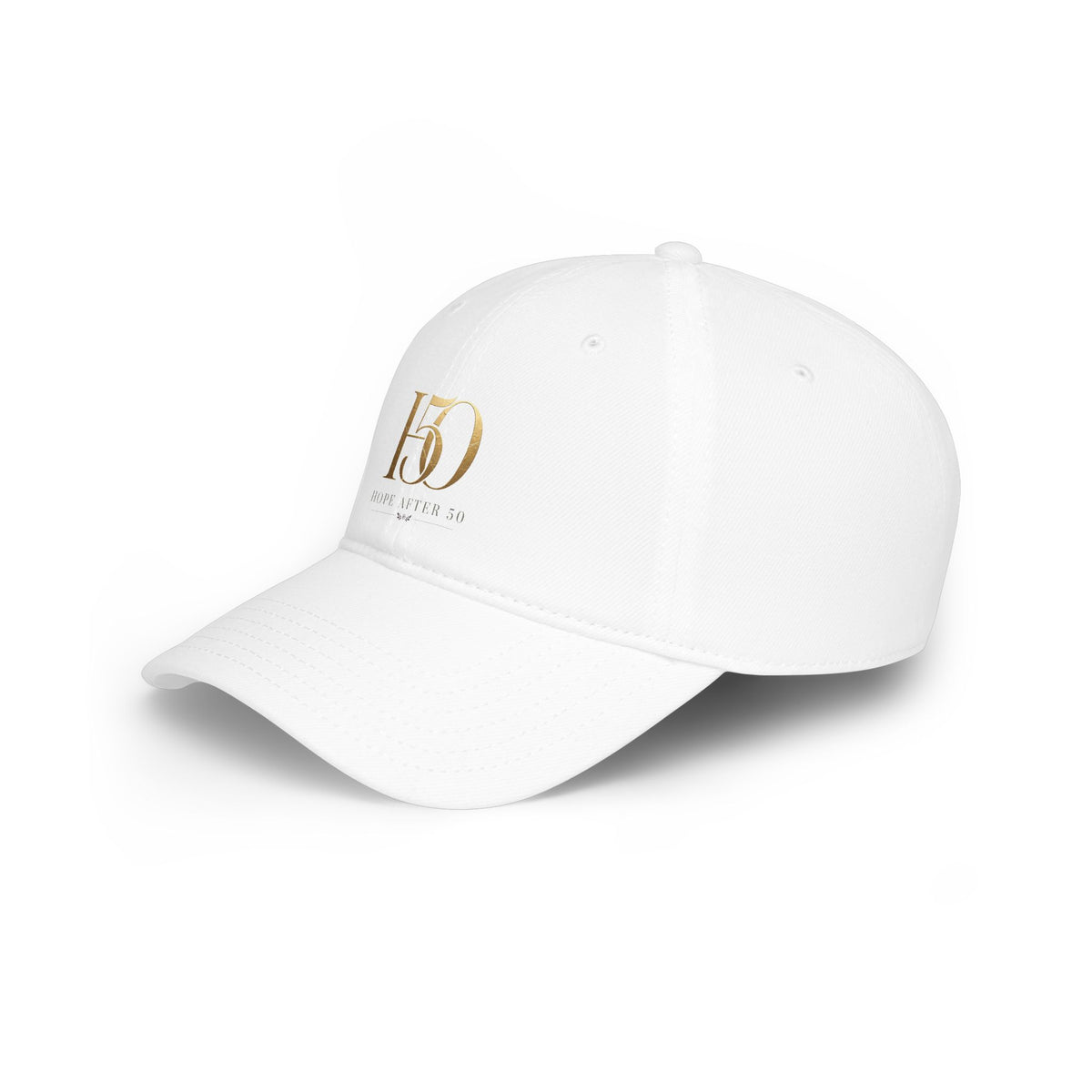 Low Profile Baseball Cap - Hope After 50 Gold Embroidered  Hat-Hats-Hope After 50-Printify