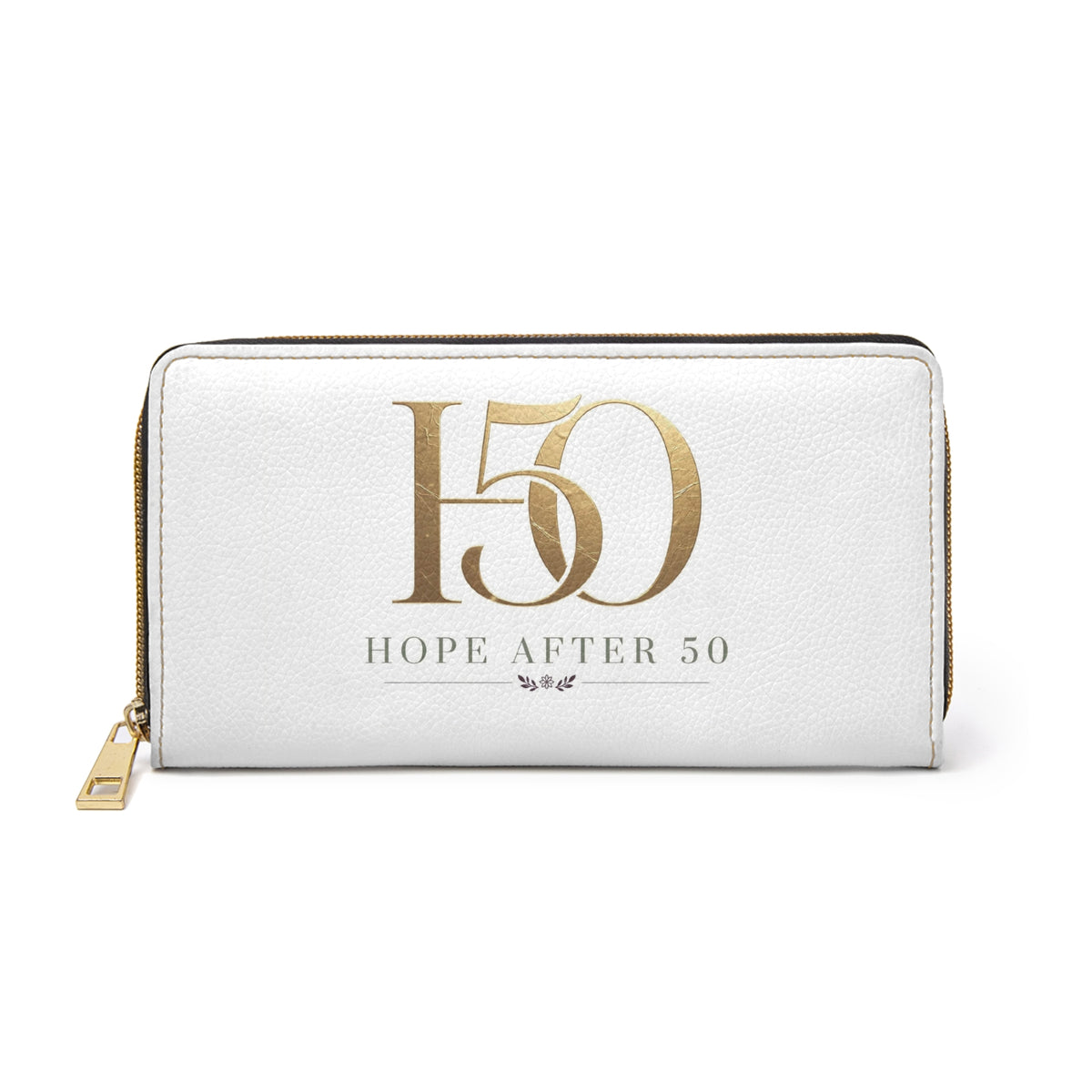 Zipper Wallet — "Hope After 50" Gold Accent Wallet