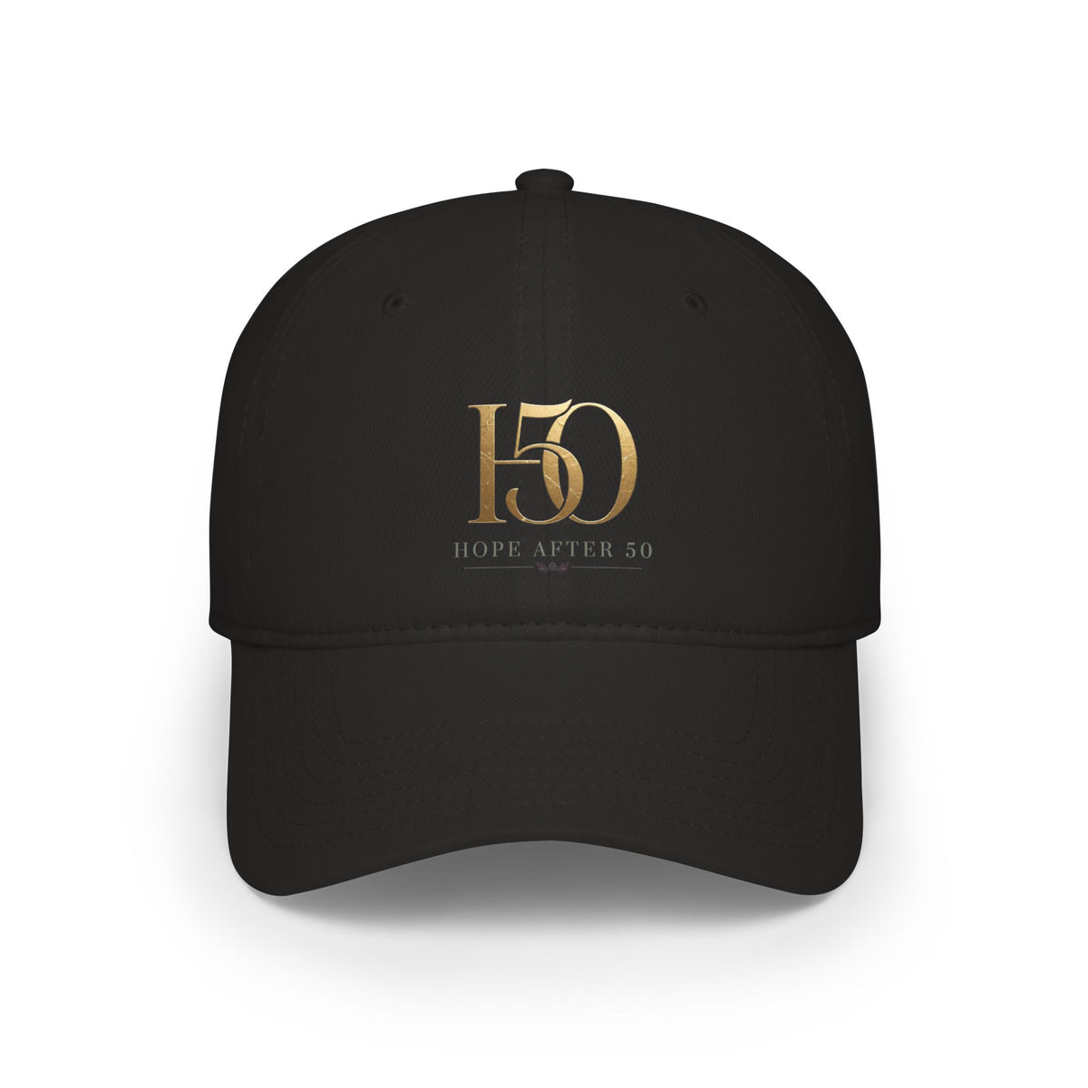Low Profile Baseball Cap - Hope After 50 Gold Embroidered  Hat-Hats-Hope After 50-Size:One size-Color:Black-Printify