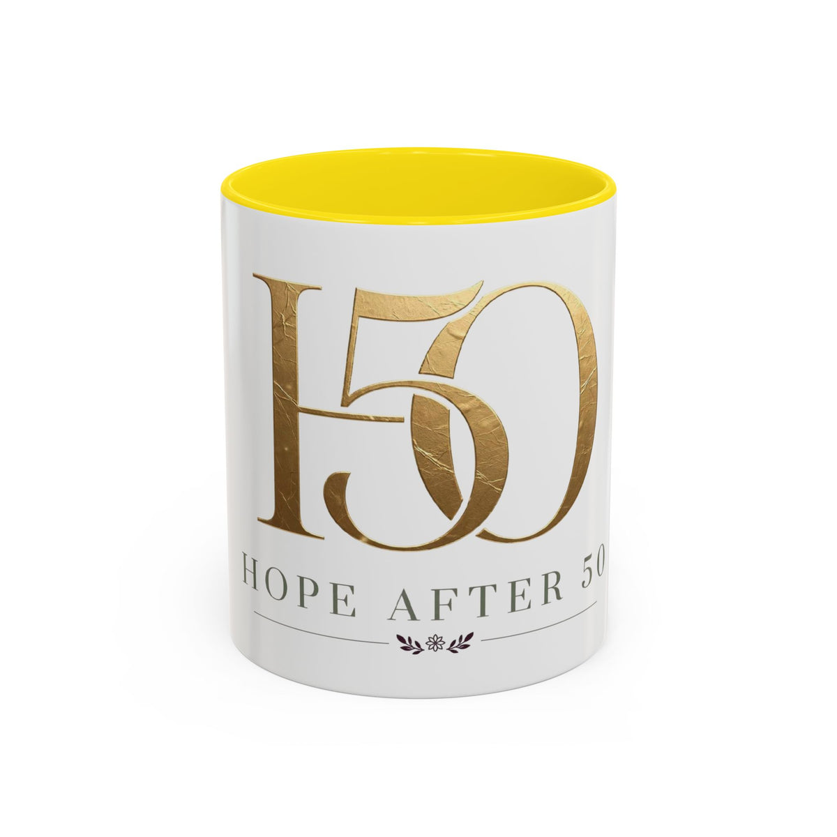 Hope After 50 Gold Accent Coffee Mug — 11/15oz Celebration Gift-Mug-Hope After 50-Size:11oz-Color:Yellow-Printify