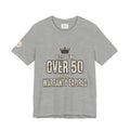 Funny 50th birthday warranty t shirt women tee with vintage style print and playful crown design for over 50 celebration