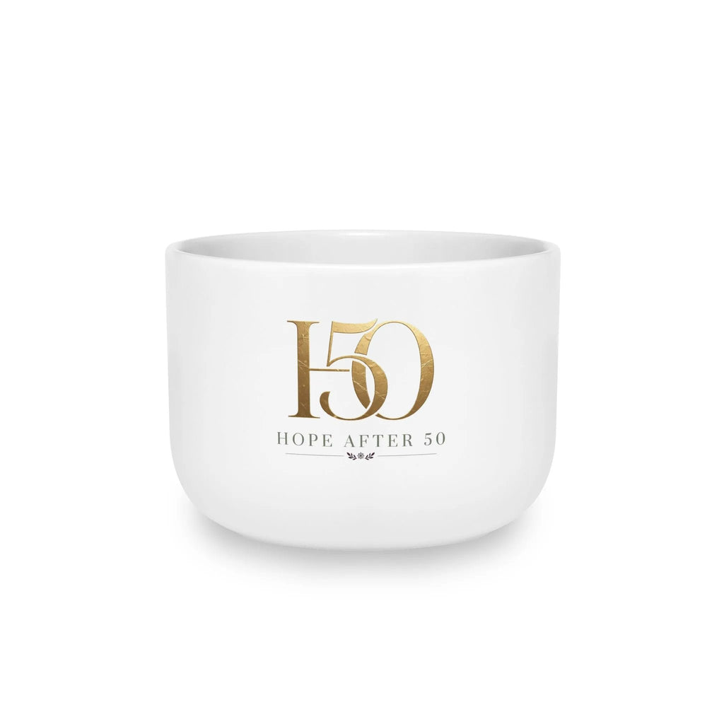 50th  Latte Mug - "Hope After 50" Gold Accent Ceramic 25oz