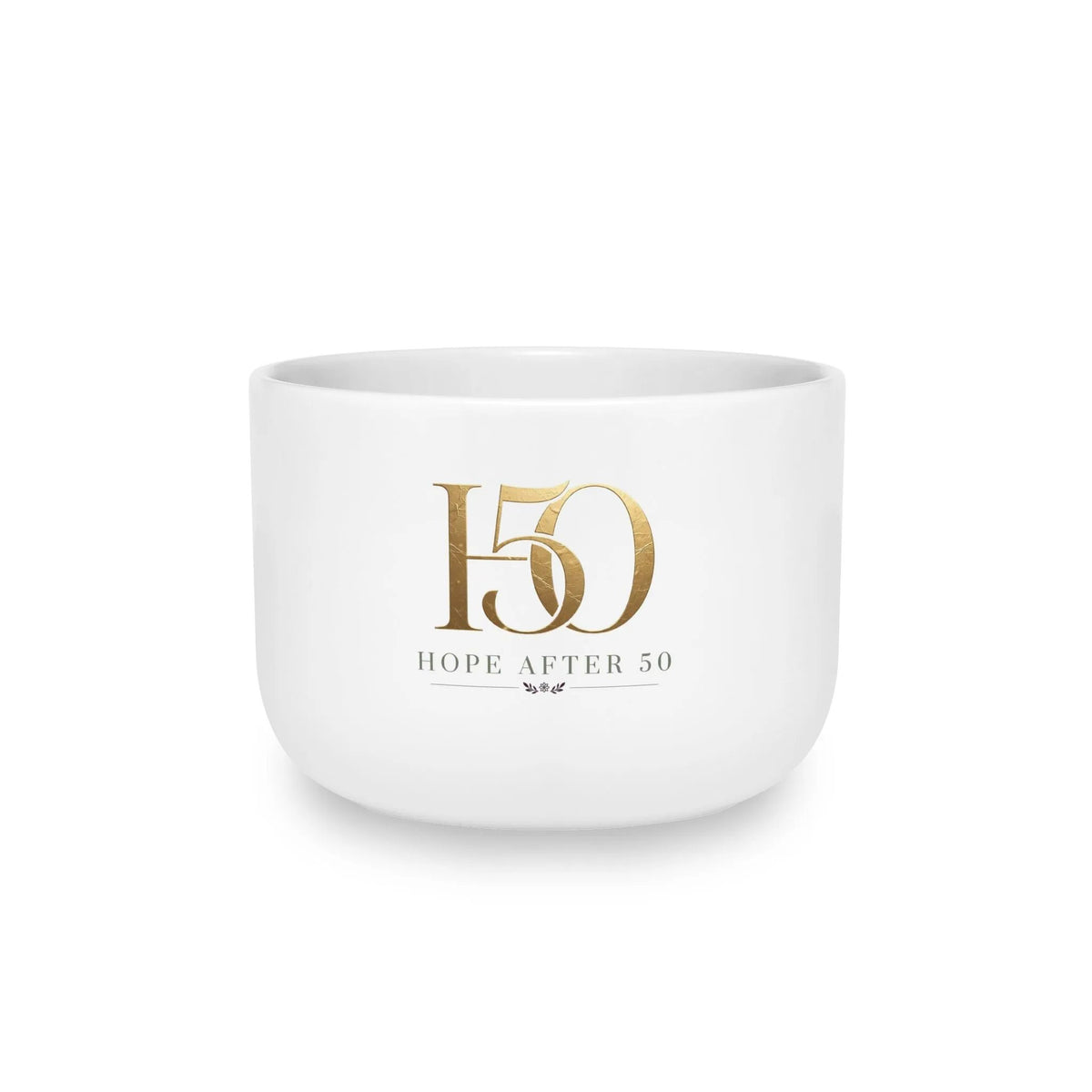 50th  Latte Mug - "Hope After 50" Gold Accent Ceramic 25oz