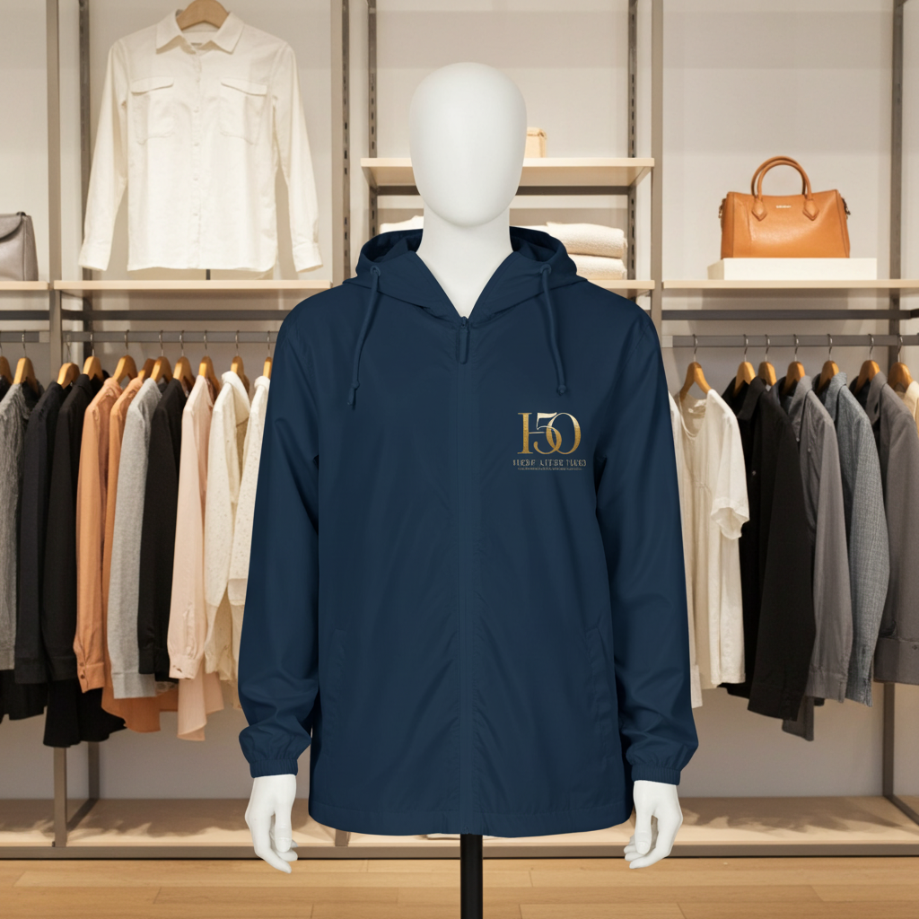 White Camo Windbreaker Jacket — Minimal Gold 'H5O' Chest Logo