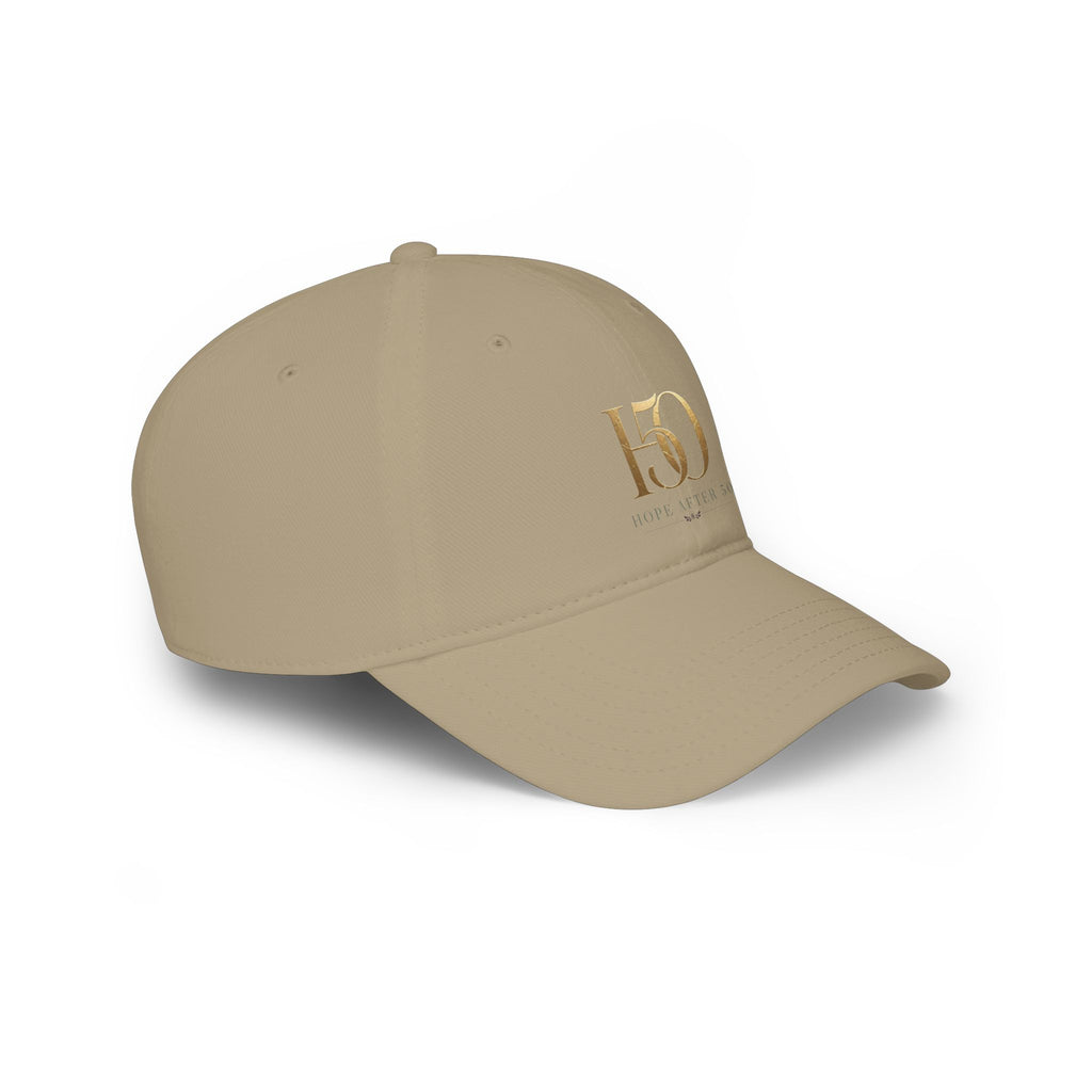 Low Profile Baseball Cap - Hope After 50 Gold Embroidered  Hat-Hats-Hope After 50-Printify