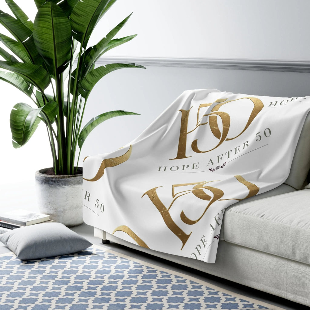 Sherpa Blanket - 'Hope After 50' Gold Throw-Home Decor-Hope After 50-Printify