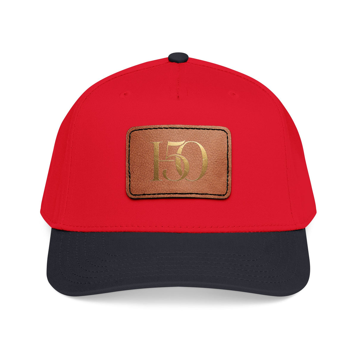 Leather Patch Baseball Cap — Gold '150' Monogram-Hats-Hope After 50-Printify