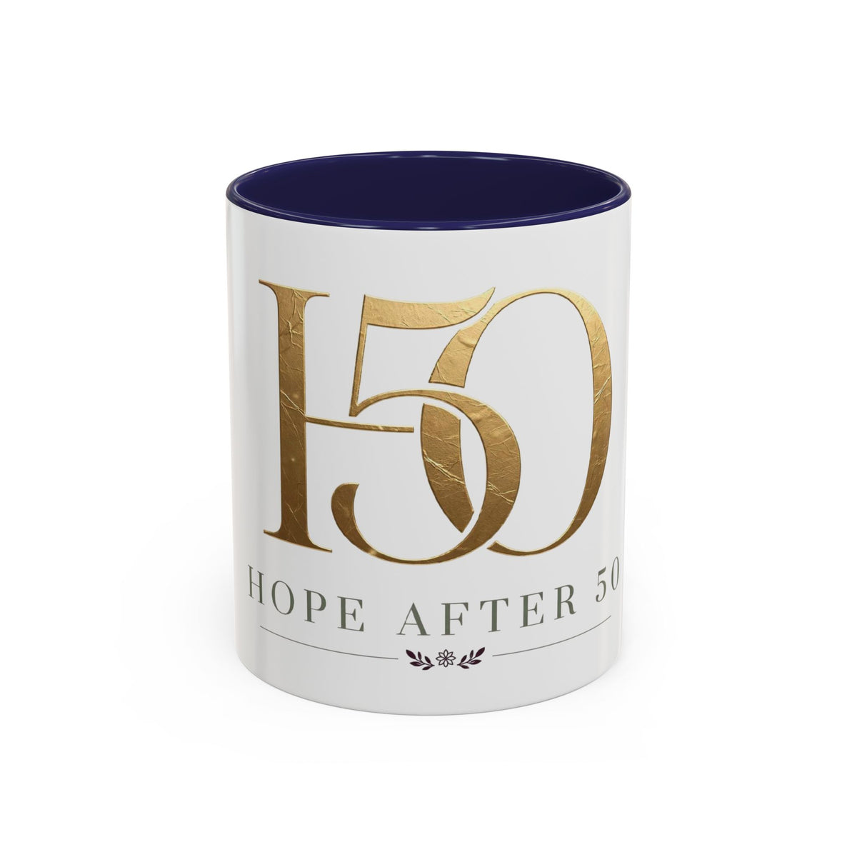 Hope After 50 Gold Accent Coffee Mug — 11/15oz Celebration Gift-Mug-Hope After 50-Size:11oz-Color:Navy-Printify