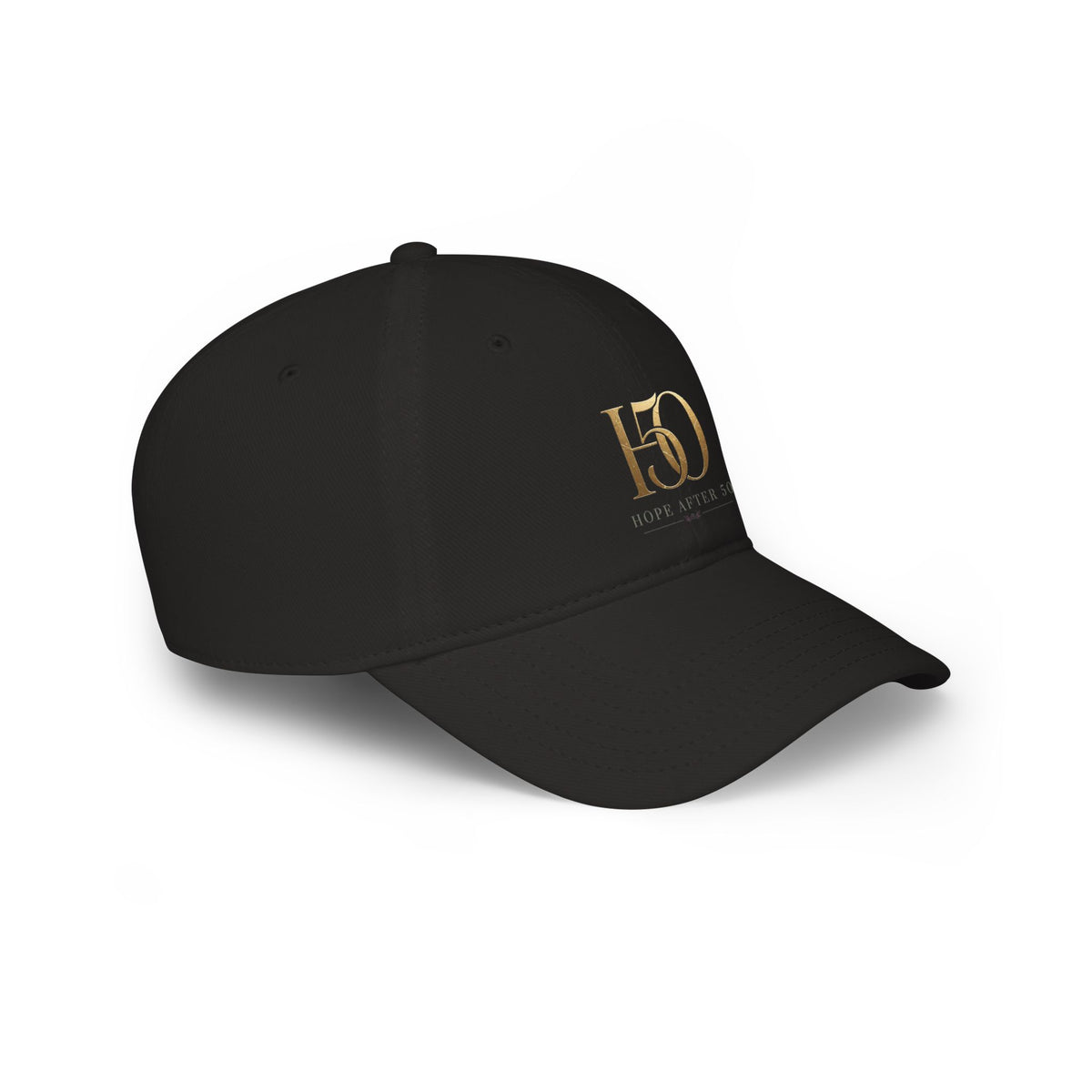 Low Profile Baseball Cap - Hope After 50 Gold Embroidered  Hat-Hats-Hope After 50-Printify